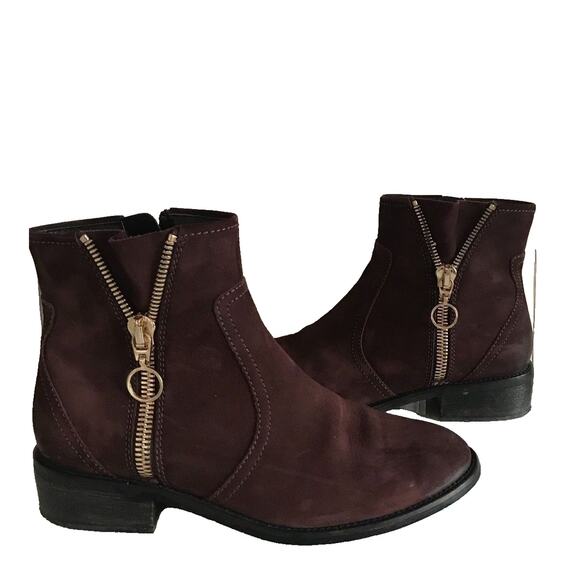 Steve Madden Chances Mixed Media Heels Suede Burgundy Ankle Boots Shoes 7 - Picture 1 of 9